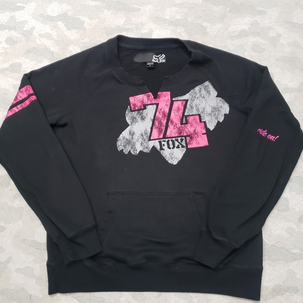 Fox Racing Sweatshirt Womens XL Black Graphic Pullover Motorcross